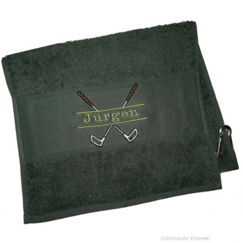 Golfhandtuch dunkelgrün mit Name